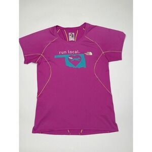 The North Face Flashdry Run Local Oklahoma Heart Fox Graphic Tee Shirt Women's S